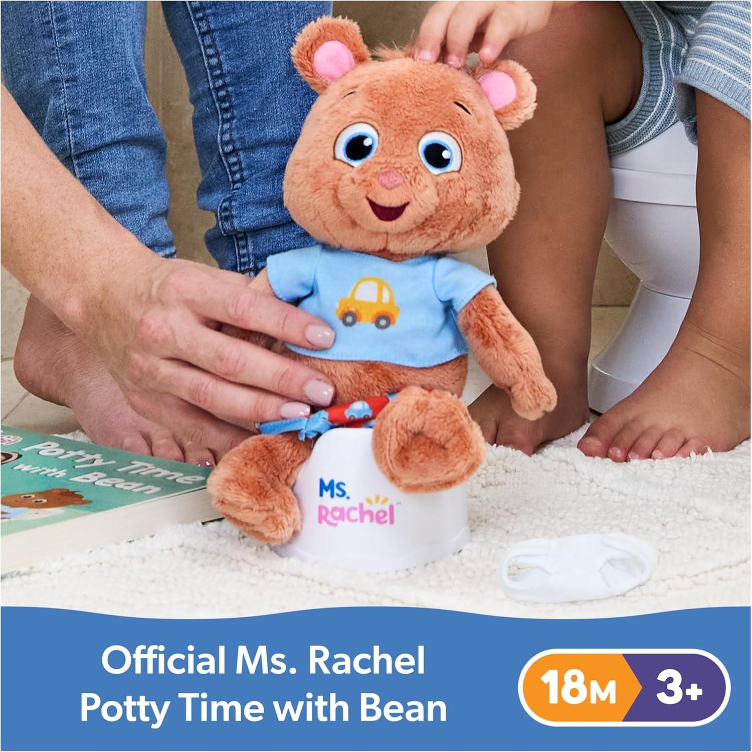 imageMs Rachel Potty Time with Bean 11 Plush Teddy Bear with Play Toilet ampamp Accessories Toddler Toys for Girls ampamp Boys for Ages 18 Months to 3
