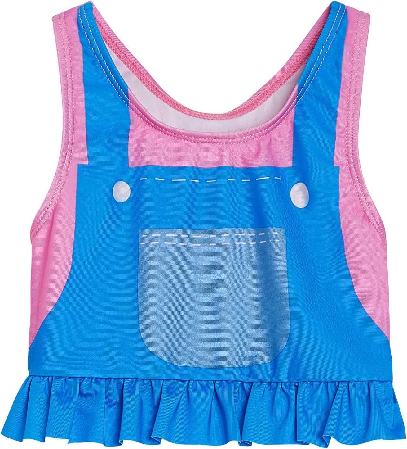 imageMs Rachel Racerback UPF 50 Peplum Tankini Top and Bikini Bottom Swim Set Infant to Little Kid Sizes 12 Months 5Pink Blue