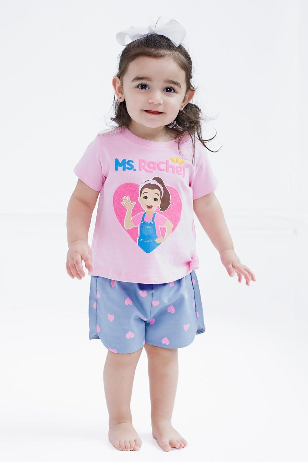 imageMs Rachel TShirt and Chambray Shorts Outfit Set Infant to Toddler Sizes 12 Months 5TPink Blue