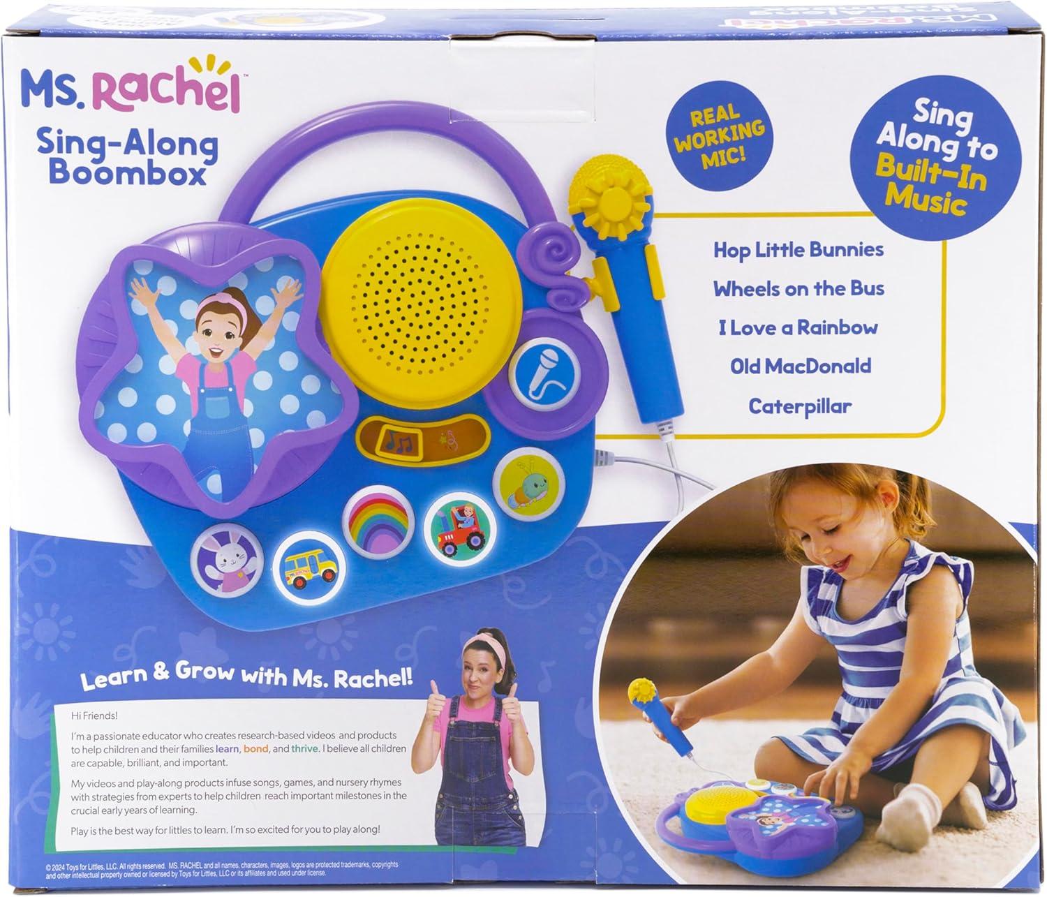 imageeKids Ms Rachel Karaoke Microphone with Boombox for Fans of Toddler Toys Kids Karaoke Machine with Built in Music