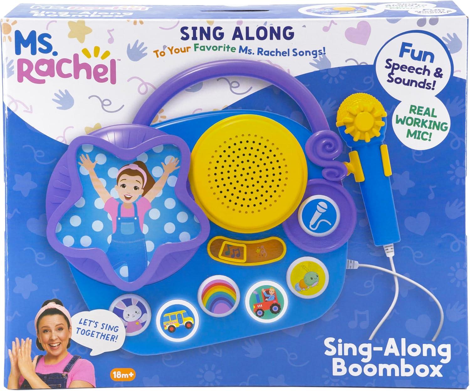 imageeKids Ms Rachel Karaoke Microphone with Boombox for Fans of Toddler Toys Kids Karaoke Machine with Built in Music