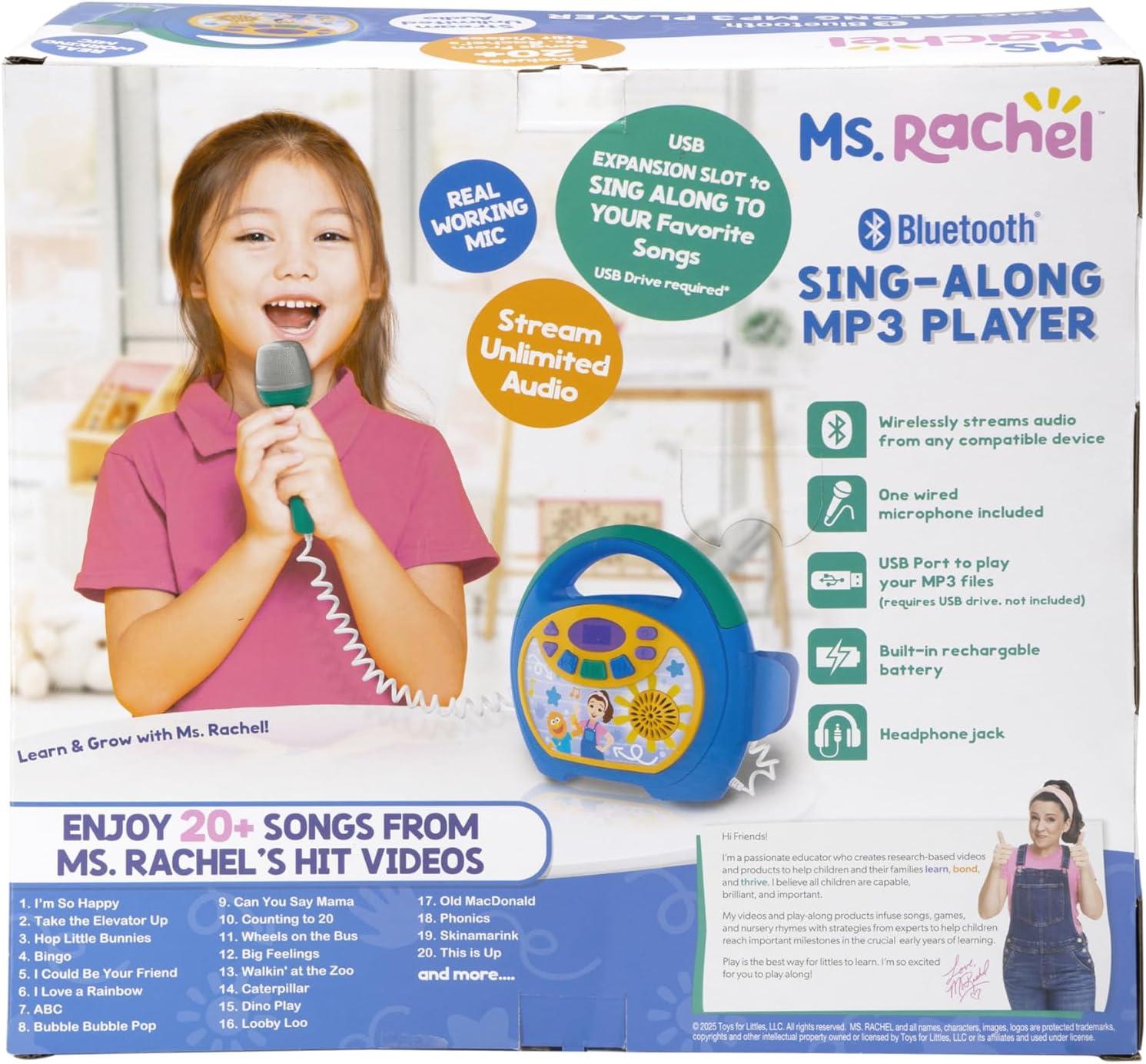 imageeKids Ms Rachel Kids Karaoke Machine Portable Bluetooth Party Speaker with Microphone and Builtin Music Designed for Fans of Ms Rachel Toys