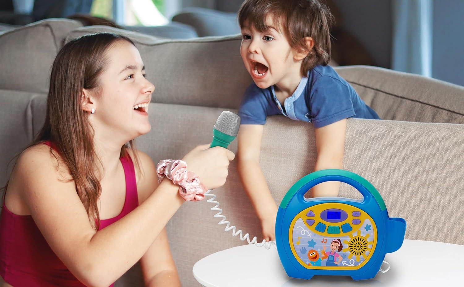 imageeKids Ms Rachel Kids Karaoke Machine Portable Bluetooth Party Speaker with Microphone and Builtin Music Designed for Fans of Ms Rachel Toys