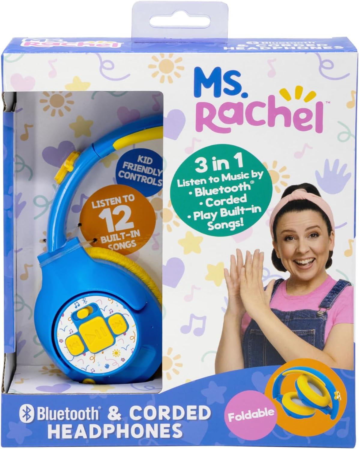 imageeKids Ms Rachel Toddler Headphones with Builtin Kids Music Bluetooth Headphones with Rechargeable Battery and USBC Charging Cable