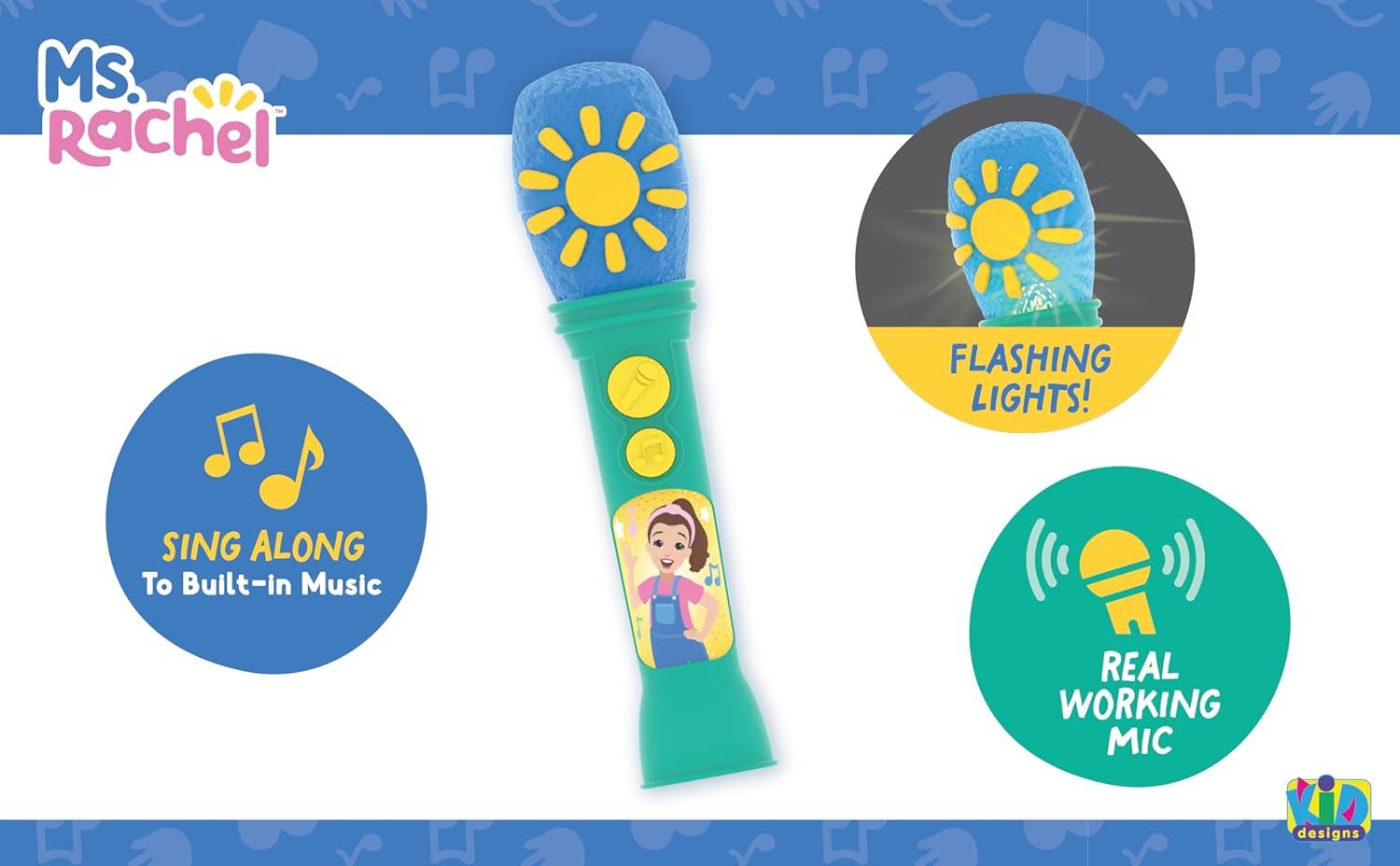 imageeKids Ms Rachel Toy Microphone for Kids Includes Builtin Music and Lights Toddler Toys for Ages 18 Months and Up PurpleGreen