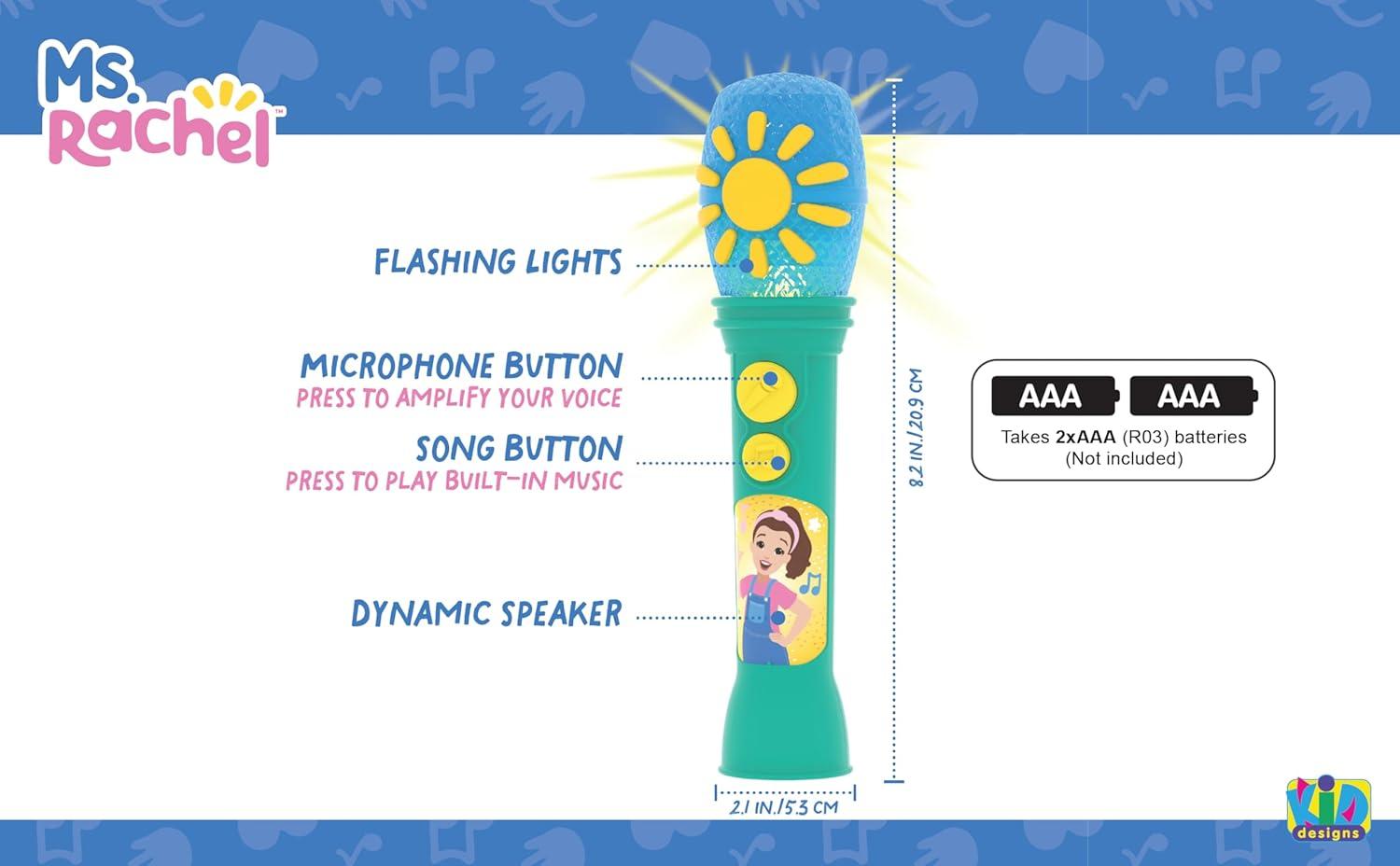imageeKids Ms Rachel Toy Microphone for Kids Includes Builtin Music and Lights Toddler Toys for Ages 18 Months and Up PurpleGreen