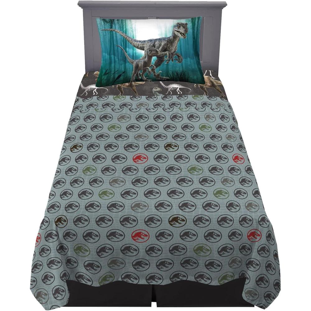 imageFranco Ms Rachel Educational Adventures Bedding Super Soft Cozy 4 Piece Microfiber Sheet Set Full Officially Licensed Product KidsJurassic World Dominion