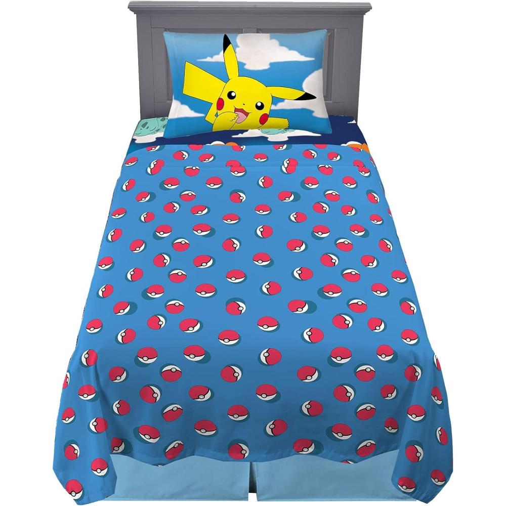 imageFranco Ms Rachel Educational Adventures Bedding Super Soft Cozy 4 Piece Microfiber Sheet Set Full Officially Licensed Product KidsPokemon