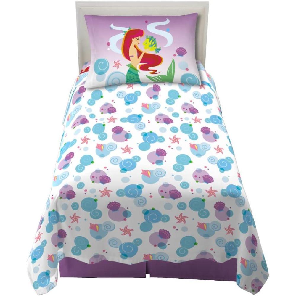 imageFranco Ms Rachel Educational Adventures Bedding Super Soft Cozy 4 Piece Microfiber Sheet Set Full Officially Licensed Product KidsThe Little Mermaid Ariel