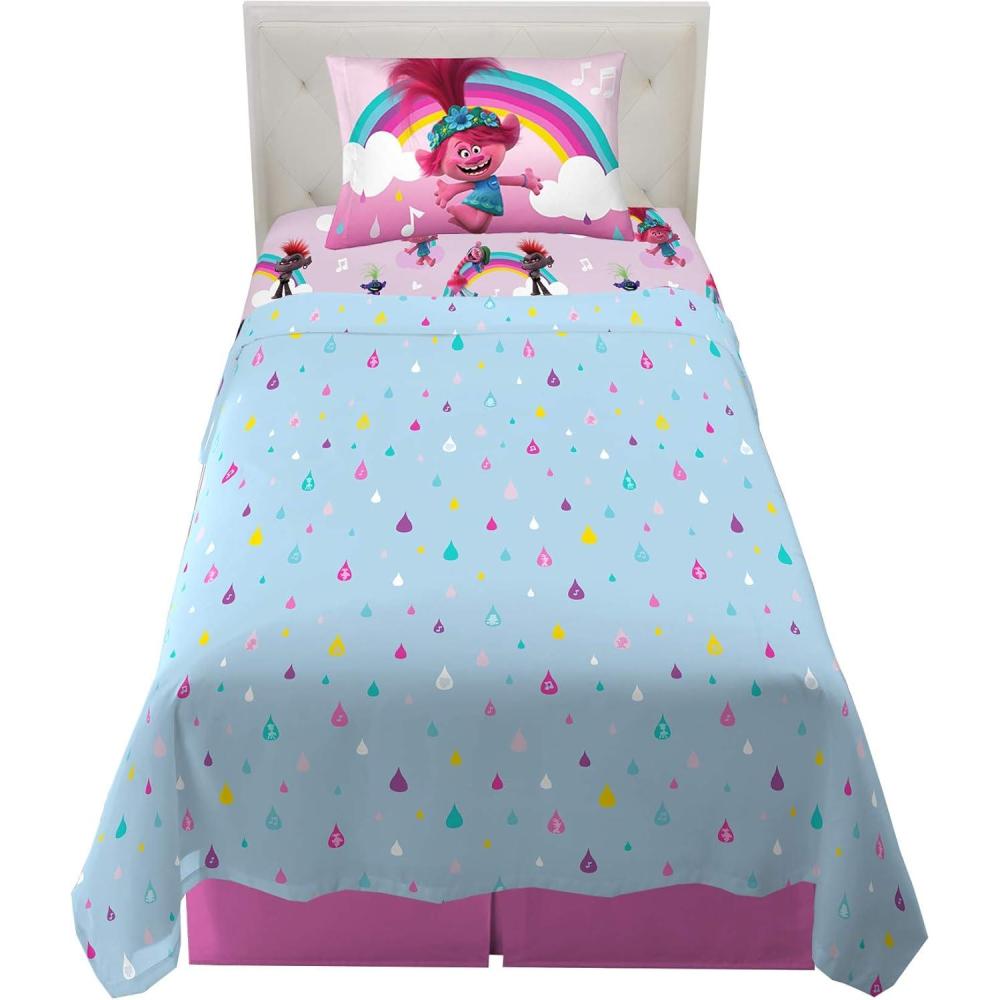 imageFranco Ms Rachel Educational Adventures Bedding Super Soft Cozy 4 Piece Microfiber Sheet Set Full Officially Licensed Product KidsTrolls World Tour
