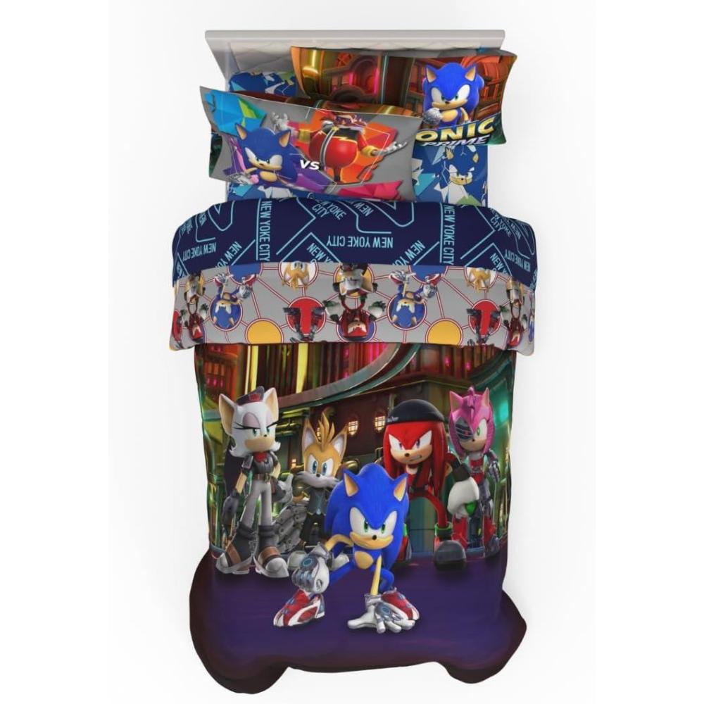 imageFranco Ms Rachel Educational Adventures Dino Learning Kids Bedding Super Soft ampamp Cozy Reversible Microfiber Comforter and Sheet Set 7 Piece Full Size Officially Licensed ProductSonic Prime