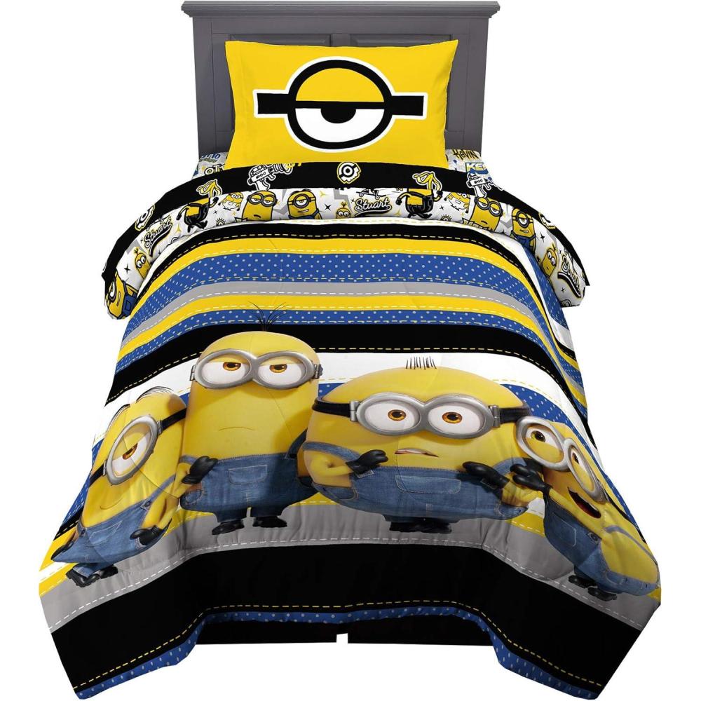 imageFranco Ms Rachel Educational Adventures Kids Bedding Super Soft Microfiber Comforter and Sheet Set 4 Piece Twin Size Officially Licensed ProductMinions the Rise of Gru