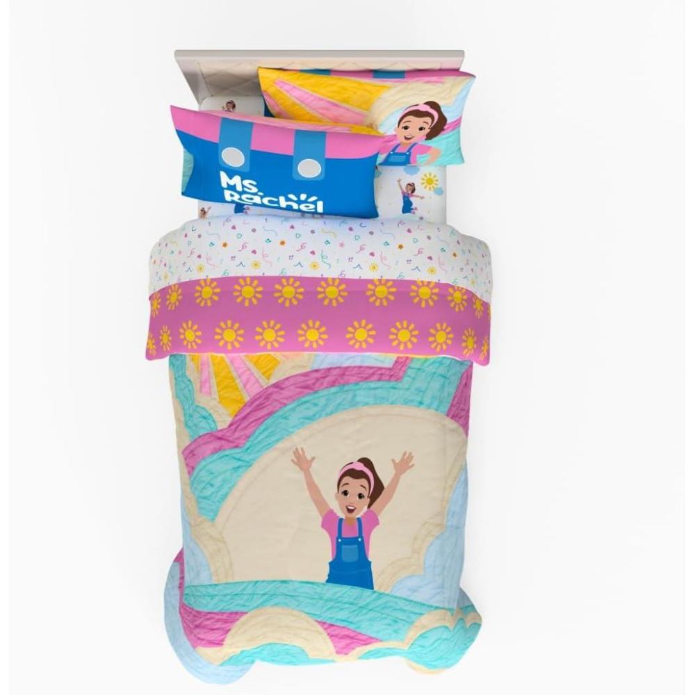 imageFranco Ms Rachel Educational Adventures Kids Bedding Super Soft Microfiber Comforter and Sheet Set 4 Piece Twin Size Officially Licensed ProductMs Rachel