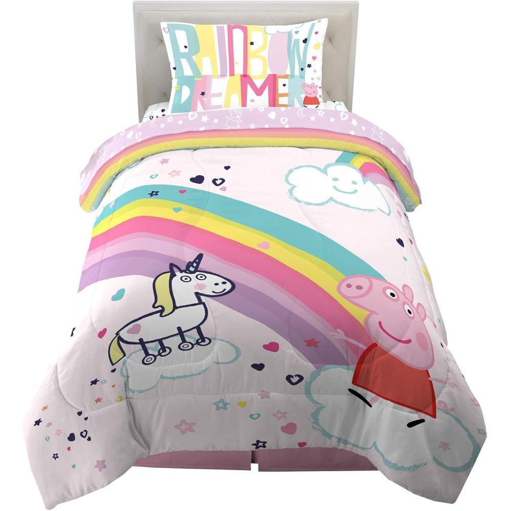 imageFranco Ms Rachel Educational Adventures Kids Bedding Super Soft Microfiber Comforter and Sheet Set 4 Piece Twin Size Officially Licensed ProductPeppa Pig