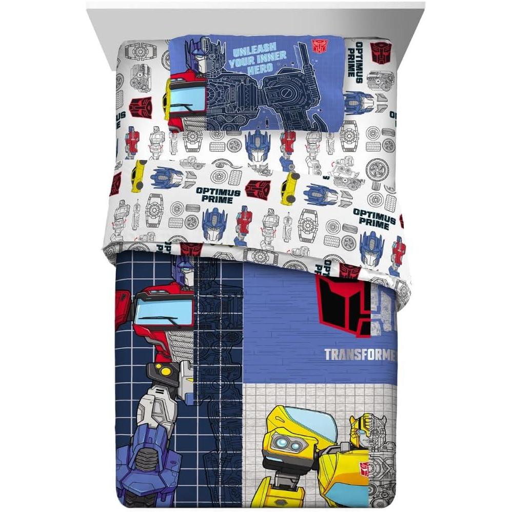 imageFranco Ms Rachel Educational Adventures Kids Bedding Super Soft Microfiber Comforter and Sheet Set 4 Piece Twin Size Officially Licensed ProductTransformers Universe Battle