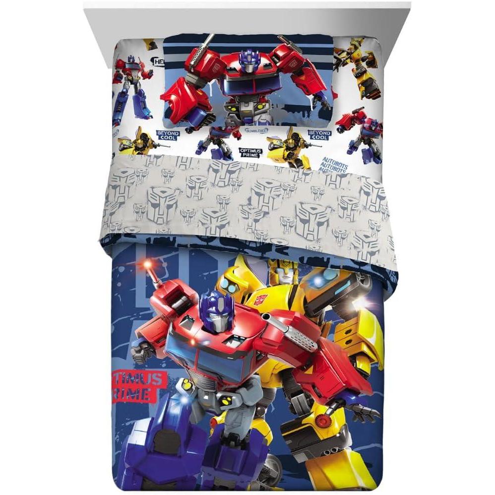 imageFranco Ms Rachel Educational Adventures Kids Bedding Super Soft Microfiber Comforter and Sheet Set 4 Piece Twin Size Officially Licensed ProductTransformers Robot Moves