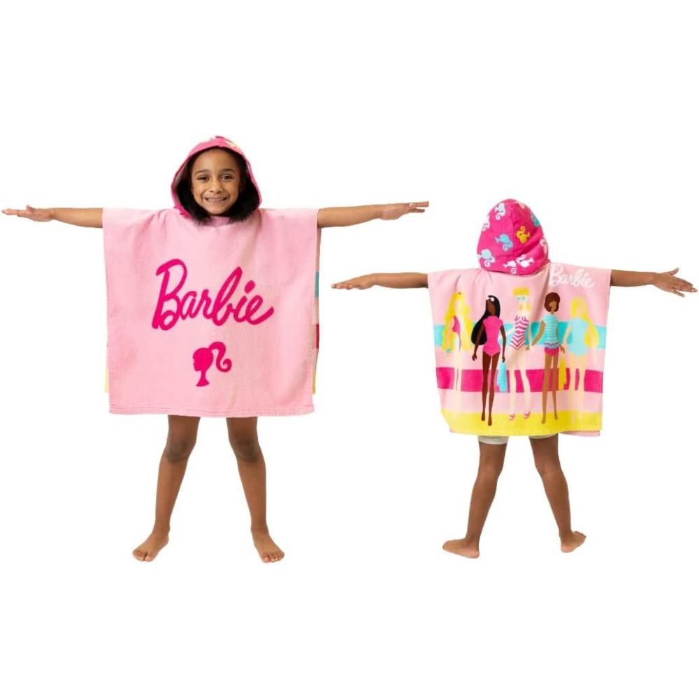 imageFranco Ms Rachel Kids BeachPoolBathCamping Hooded Towel Poncho 24quot X 22quot Absorbent Cotton Cover up Officially Licensed ProductBarbie