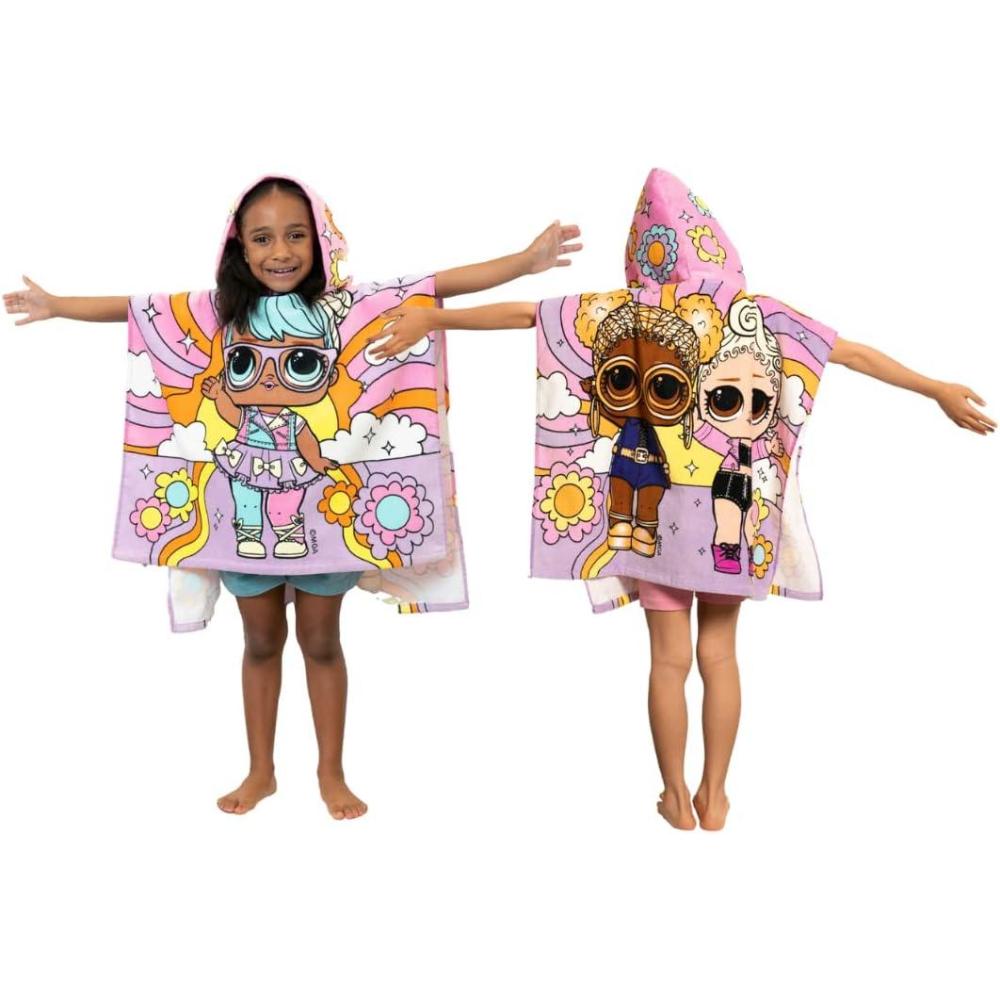 imageFranco Ms Rachel Kids BeachPoolBathCamping Hooded Towel Poncho 24quot X 22quot Absorbent Cotton Cover up Officially Licensed ProductLol Surprise