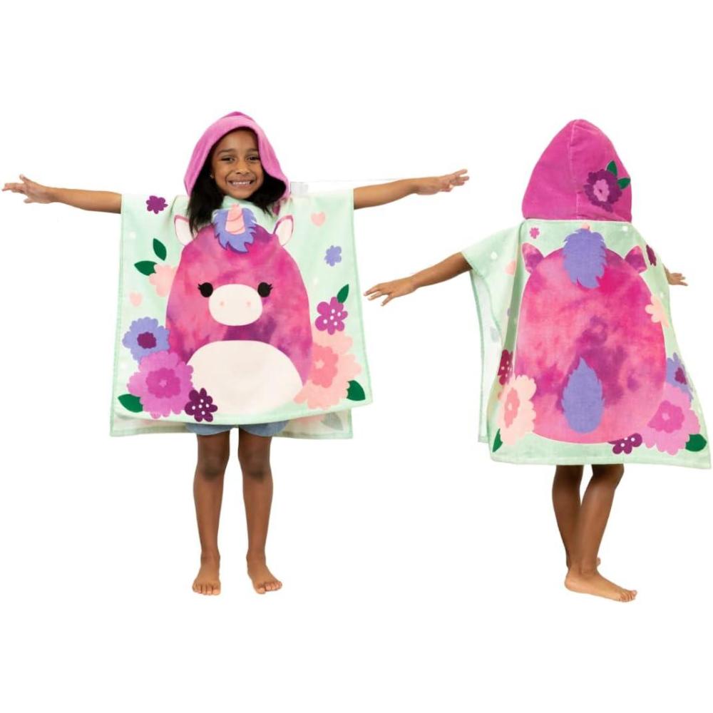 imageFranco Ms Rachel Kids BeachPoolBathCamping Hooded Towel Poncho 24quot X 22quot Absorbent Cotton Cover up Officially Licensed ProductSquishmallows