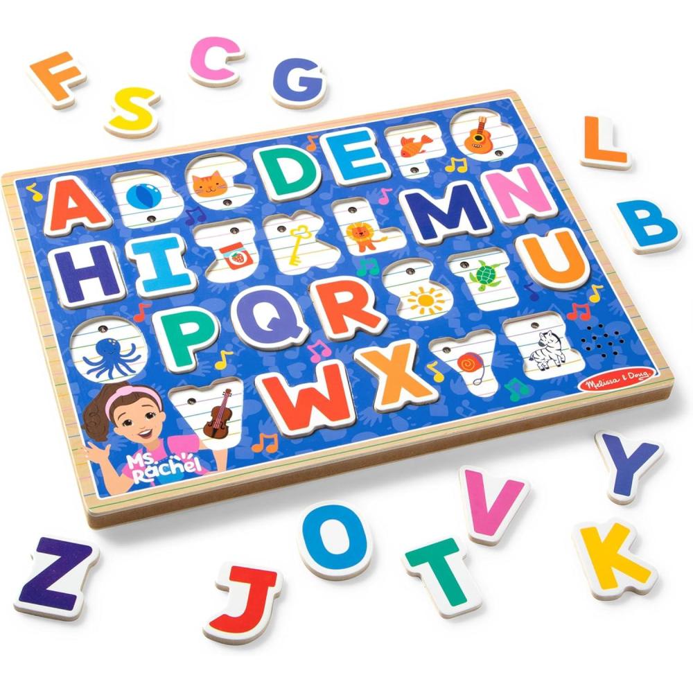 imageMelissa ampamp Doug Ms Rachel Wooden Phonics Alphabet Sound Puzzle with LightActivated Sound Effects 24Piece Toddler Toys for Boys and Girls Ages 2 Years FSC Certified