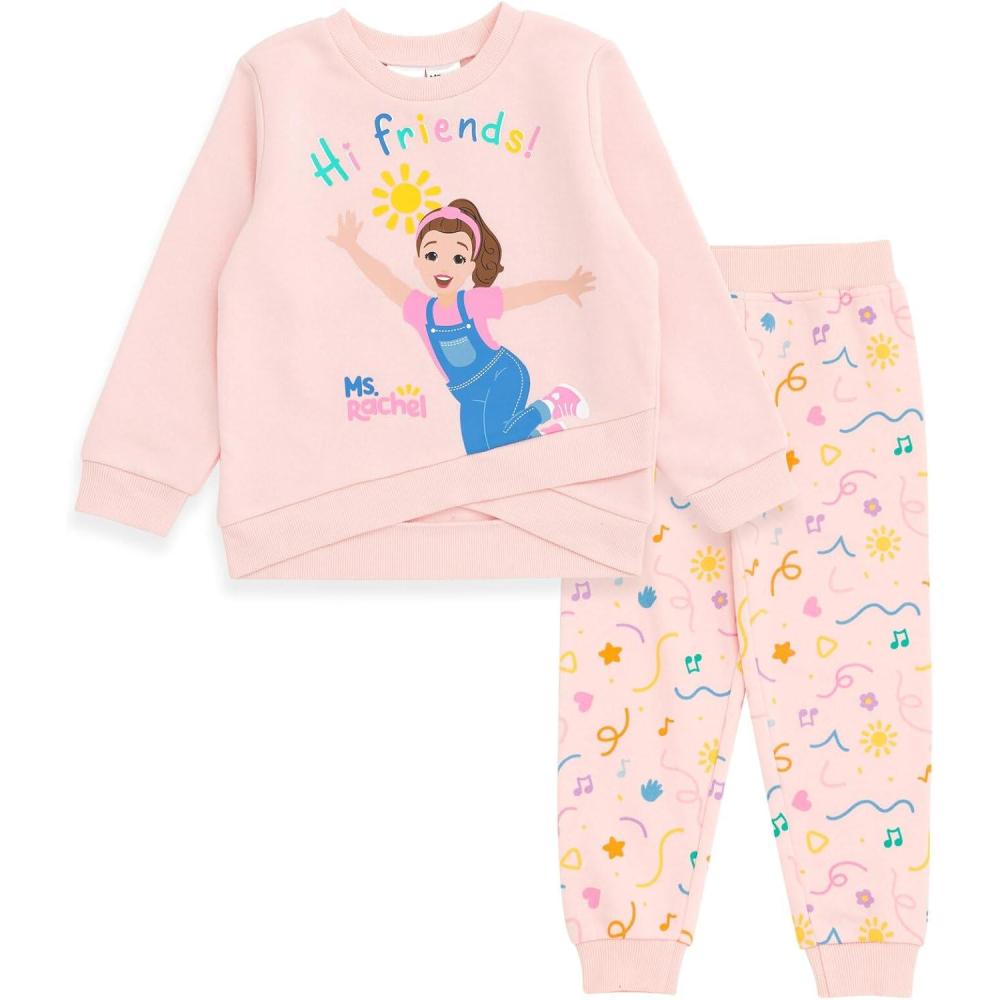 imageMs Rachel Animals Fleece Crossover Sweatshirt and Jogger Pants Outfit Set Infant to Toddler Sizes 12 Months 5TBaby Pink