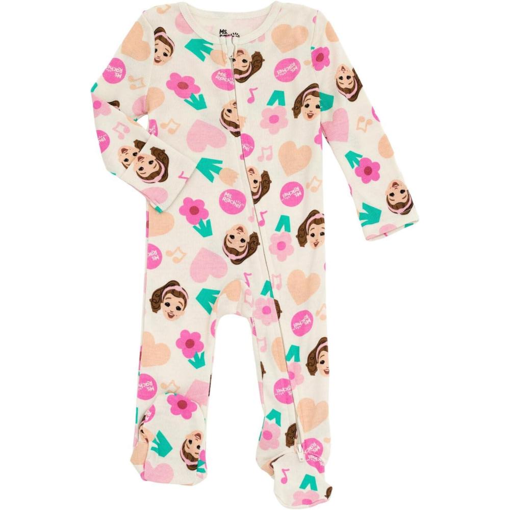 imageMs Rachel Floral Baby Girls Zip Up Sleep N Play Newborn to Infant Sizes Newborn 24 MonthsBeige Pink