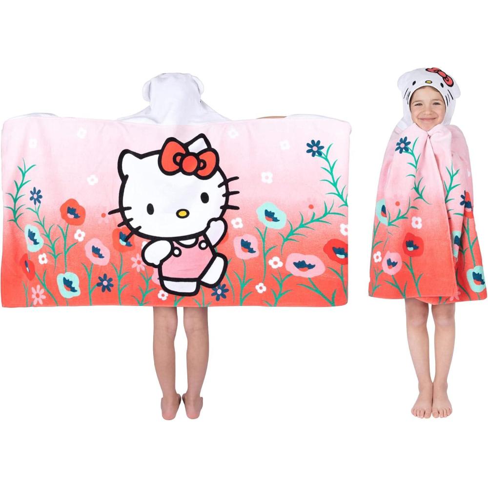 imageMs Rachel Kids Super Soft BathPoolBeach Soft Cotton Terry Hooded Towel Wrap 24 in x 50 in Officially Licensed Product By FrancoHello Kitty