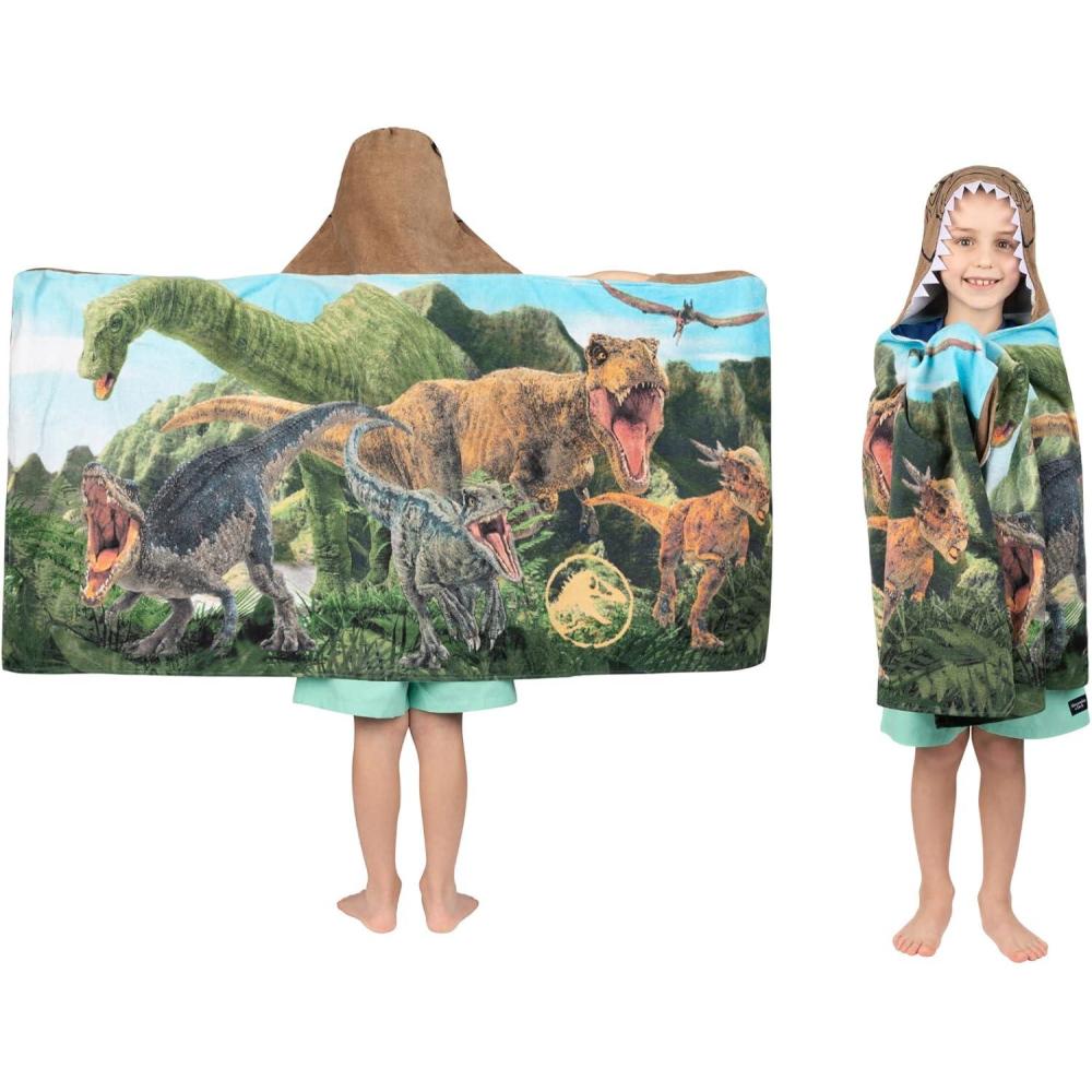 imageMs Rachel Kids Super Soft BathPoolBeach Soft Cotton Terry Hooded Towel Wrap 24 in x 50 in Officially Licensed Product By FrancoJurassic World Dominion