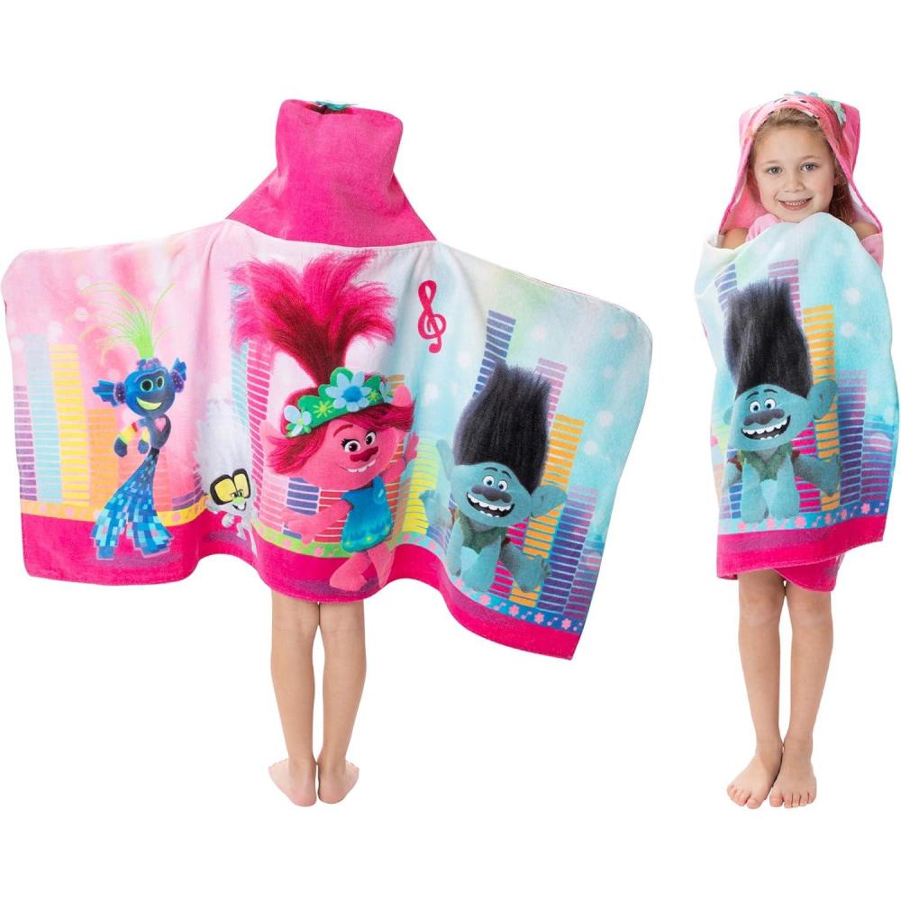 imageMs Rachel Kids Super Soft BathPoolBeach Soft Cotton Terry Hooded Towel Wrap 24 in x 50 in Officially Licensed Product By FrancoTrolls World Tour