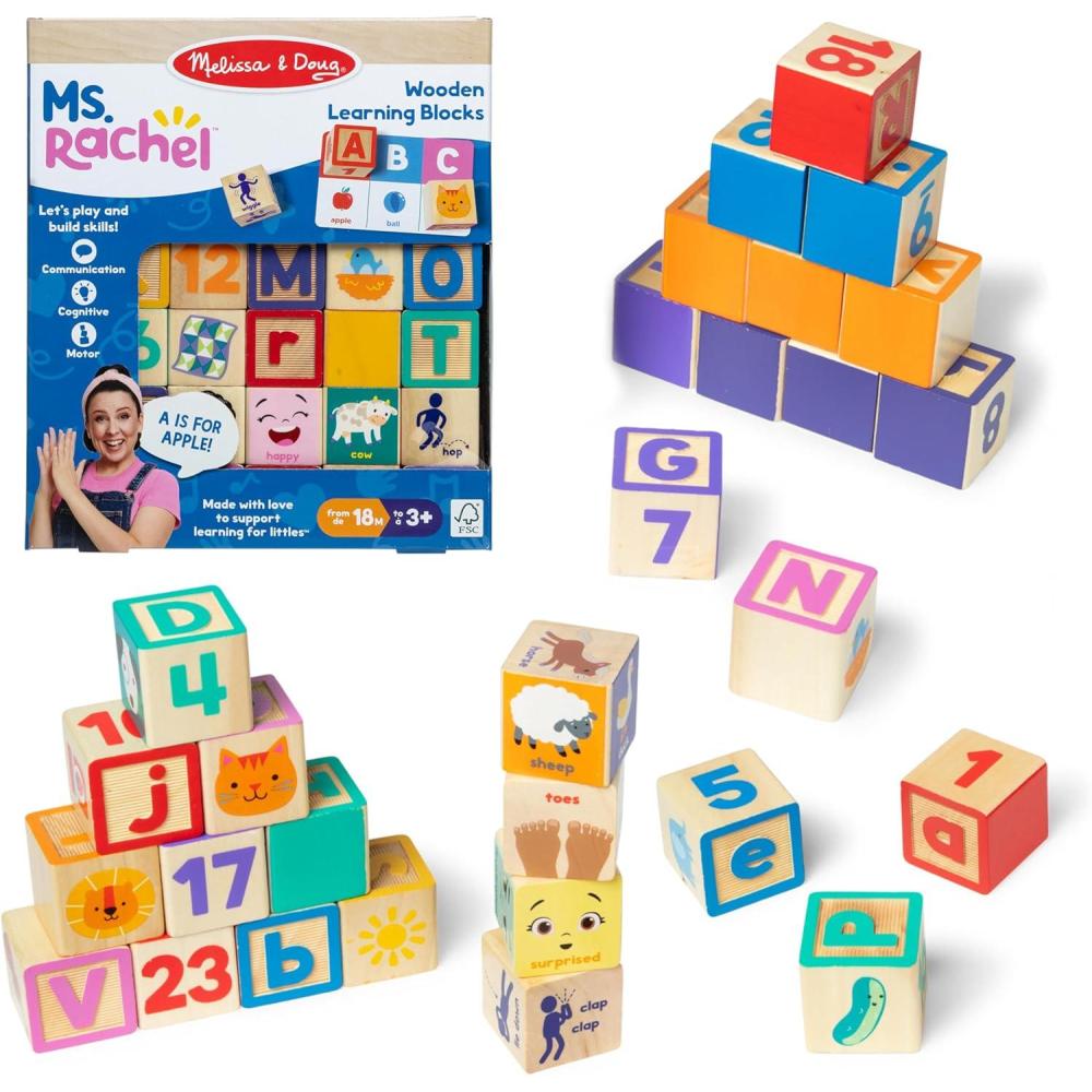imageMs Rachel Melissa ampamp Doug Letter Number and Game Wooden Learning Blocks with Activity Cards for Girls and Boys Toddlers Ages 18 Months FSC Certified