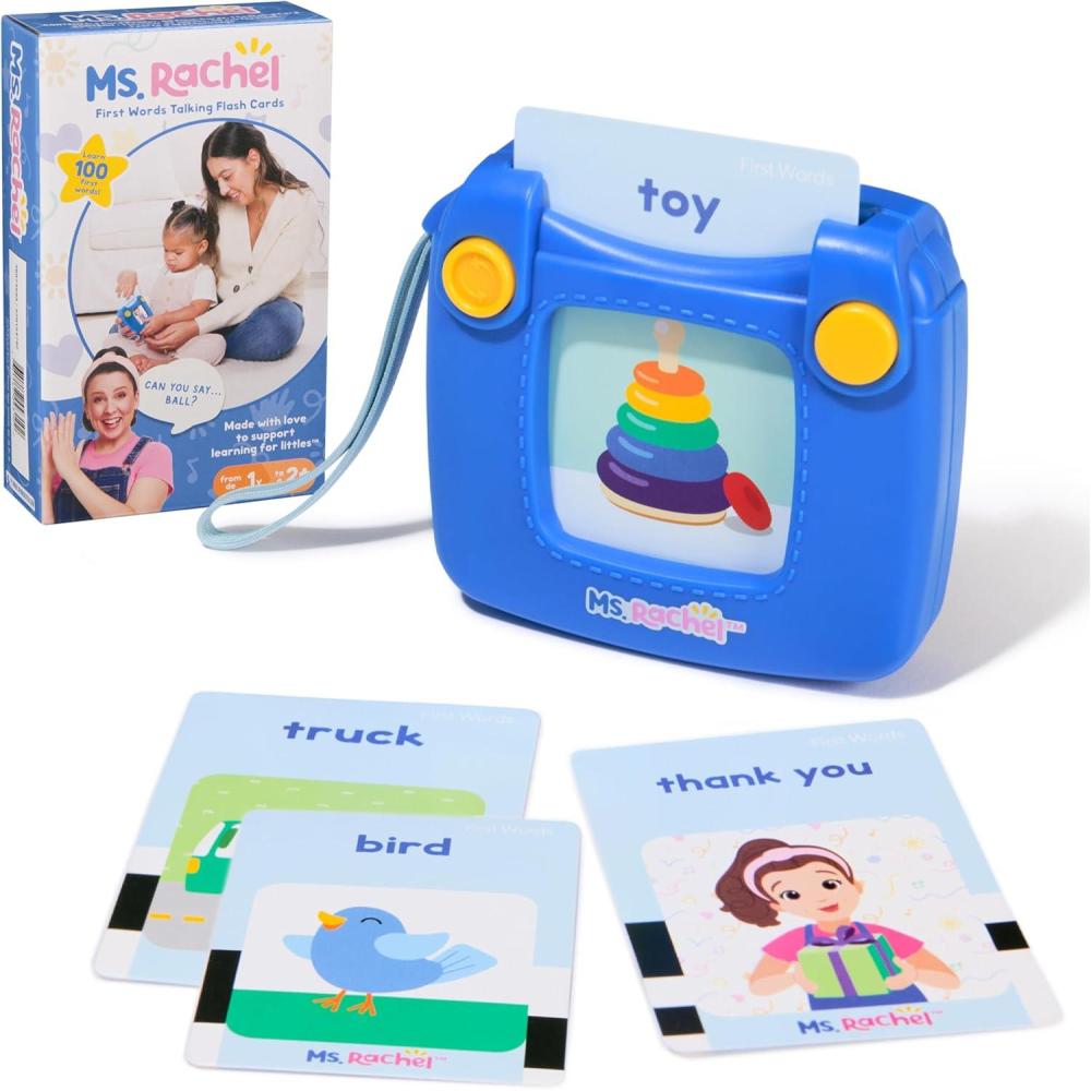 imageMs Rachel Official First Words Talking Flash Cards with Electronic Reader 100 Words Educational Toys ampamp Toddler Toys for Girls ampamp Boys Ages 12