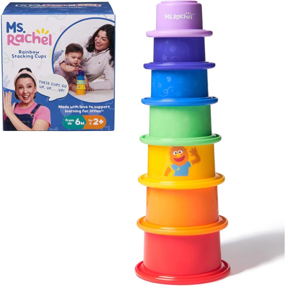 imageMs Rachel Official Rainbow Stacking Cups 7Pack Educational Toys ampamp Toddler Toys for Girls ampamp Boys Ages 6 Months to 2 Years