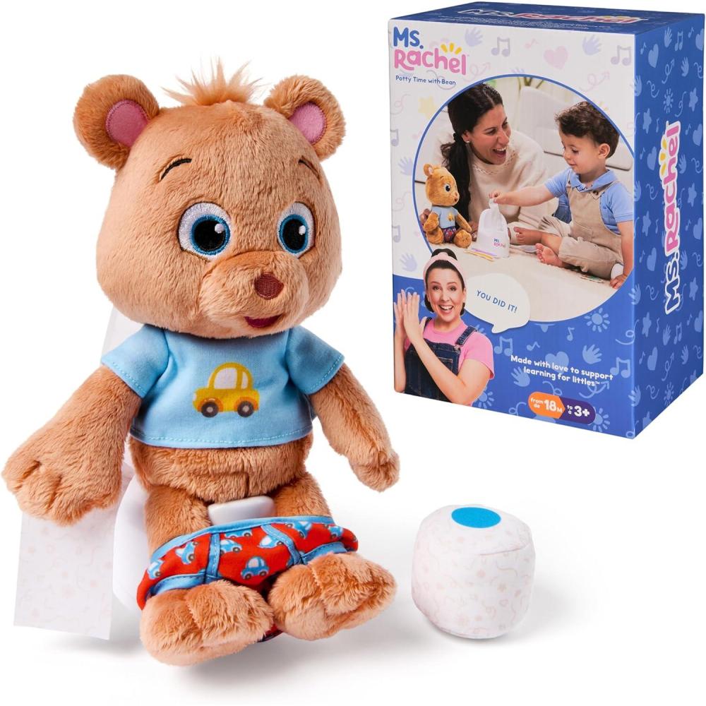 imageMs Rachel Potty Time with Bean 11 Plush Teddy Bear with Play Toilet ampamp Accessories Toddler Toys for Girls ampamp Boys for Ages 18 Months to 3