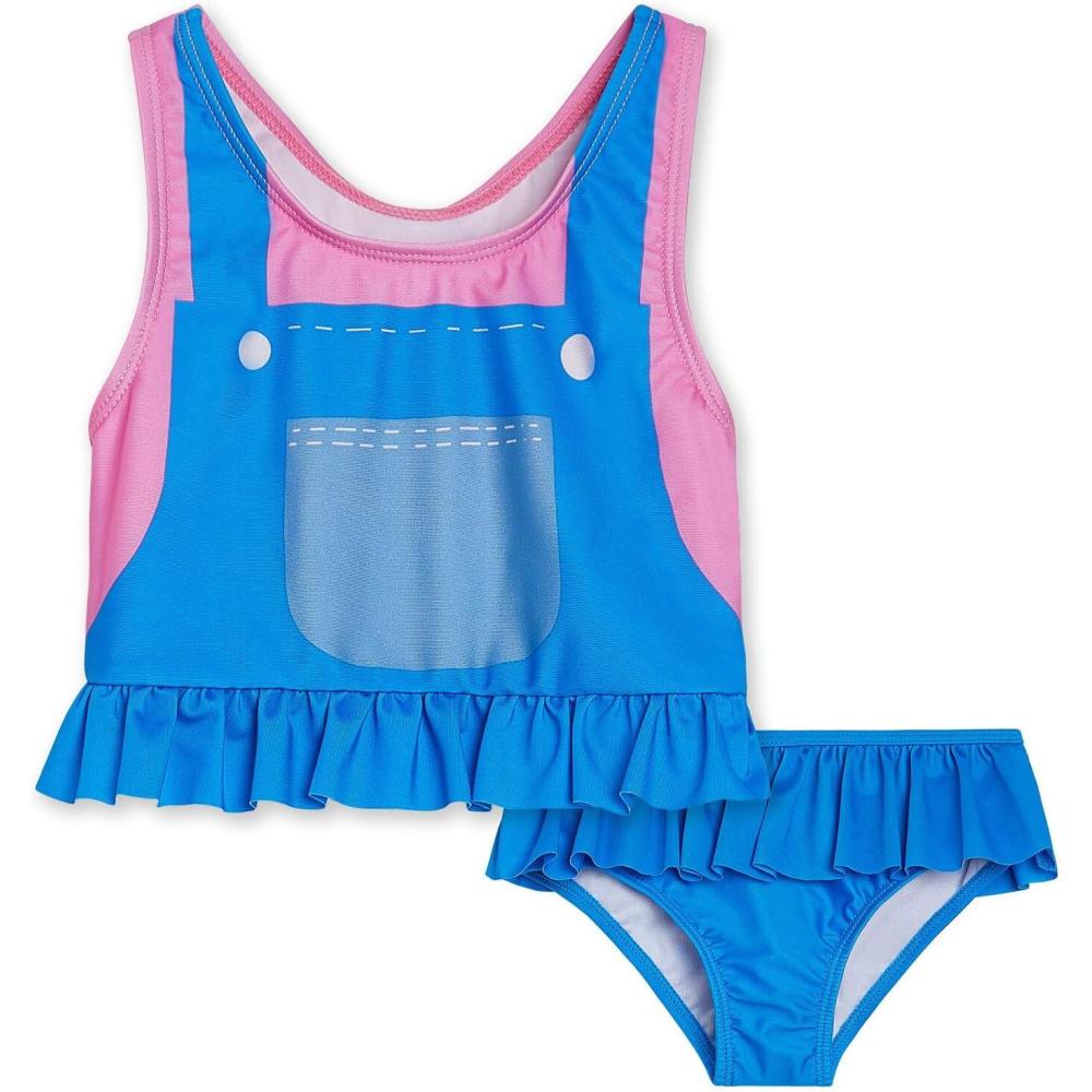 imageMs Rachel Racerback UPF 50 Peplum Tankini Top and Bikini Bottom Swim Set Infant to Little Kid Sizes 12 Months 5Pink Blue