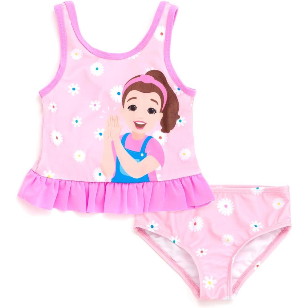 imageMs Rachel Racerback UPF 50 Peplum Tankini Top and Bikini Bottom Swim Set Infant to Little Kid Sizes 12 Months 5Pink