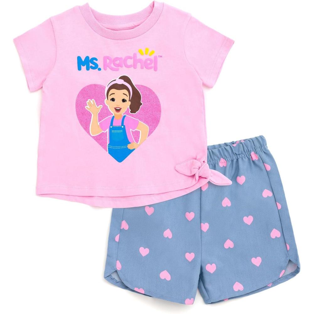 imageMs Rachel TShirt and Chambray Shorts Outfit Set Infant to Toddler Sizes 12 Months 5TPink Blue
