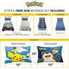 Franco Ms. Rachel Educational Adventures Kids Bedding Super Soft Microfiber Comforter and Sheet Set, 4 Piece Twin Size, (Officially Licensed Product)(Pokemon)