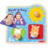 Melissa & Doug® Ms. Rachel™ Wooden Peek-a-Boo Jumbo Peg Puzzle, 4-Piece with Mirror, Toddler Toys for Boys and Girls Ages 1+ Years