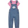 Ms. Rachel Cosplay Denim Overall, T-Shirt and Headband 3 Piece Outfit Set Infant to Toddler Sizes (12 Months – 5T)(Blue Denim / Pink)