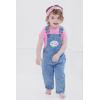 Ms. Rachel Cosplay Denim Overall, T-Shirt and Headband 3 Piece Outfit Set Infant to Toddler Sizes (12 Months – 5T)(Blue Denim / Pink)