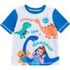 Ms. Rachel Dinosaur UPF 50+ Rash Guard and Swim Trunks Outfit Set Infant to Little Kid Sizes (12 Months – 5)(Blue)