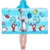 Ms. Rachel Kids Super Soft Bath/Pool/Beach Soft Cotton Terry Hooded Towel Wrap, 24 in x 50 in, (Officially Licensed Product) By Franco(Dr Seuss Cat in the Hat)
