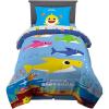 Franco Ms. Rachel Educational Adventures Kids Bedding Super Soft Microfiber Comforter and Sheet Set, 4 Piece Twin Size, (Officially Licensed Product)(Baby Shark)