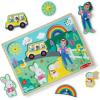 Melissa & Doug® Ms. Rachel™ Wooden Song Peg Puzzle, 6-Piece Light-Activated Sound Puzzle with Full Songs, Toddler Toys for Boys and Girls Ages 2-5+ Years – FSC Certified