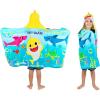 Ms. Rachel Kids Super Soft Bath/Pool/Beach Soft Cotton Terry Hooded Towel Wrap, 24 in x 50 in, (Officially Licensed Product) By Franco(Baby Shark)