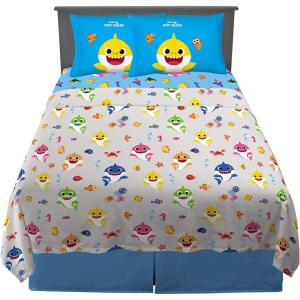 Franco Ms. Rachel Educational Adventures Bedding Super Soft Cozy 4 Piece Microfiber Sheet Set, Full, (Officially Licensed Product) Kids(Baby Shark)
