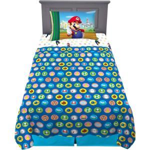 Franco Ms. Rachel Educational Adventures Bedding Super Soft Cozy 4 Piece Microfiber Sheet Set, Full, (Officially Licensed Product) Kids(Mario)