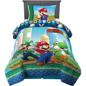 Franco Ms. Rachel Educational Adventures Kids Bedding Super Soft Microfiber Comforter and Sheet Set, 4 Piece Twin Size, (Officially Licensed Product)(Mario)