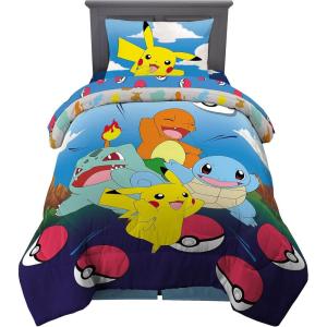 Franco Ms. Rachel Educational Adventures Kids Bedding Super Soft Microfiber Comforter and Sheet Set, 4 Piece Twin Size, (Officially Licensed Product)(Pokemon)