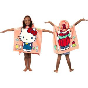 Franco Ms. Rachel Kids Beach/Pool/Bath/Camping Hooded Towel Poncho 24″ X 22″, Absorbent Cotton Cover up, (Officially Licensed Product)(Hello Kitty)